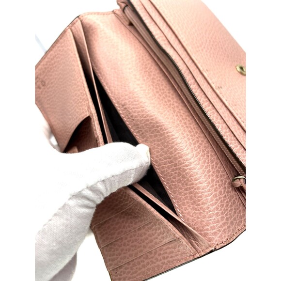 GUCCI Interlocking G Pink Leather Long Bifold Wallet credit card zipper 2BJ3533 - Picture 12 of 16